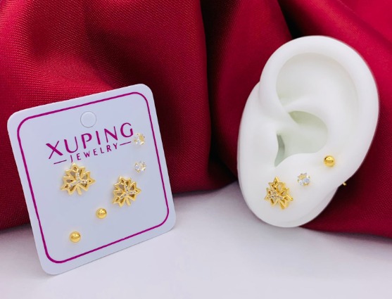 Topos Trio Dorado TREBOL, circon, dorado